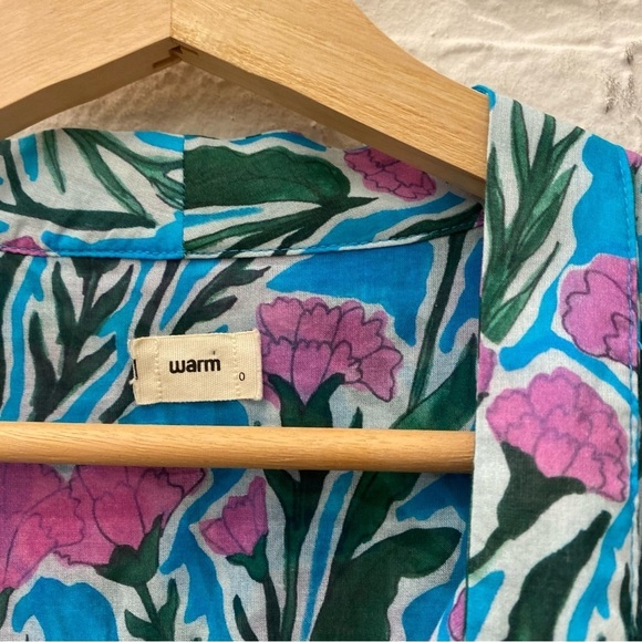 Warm NY || Izzie Drop Waist Floral Tie Dress Blue Pink XS - Picture 4 of 10